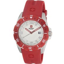 Swiss Military Calibre Watches Men's Marine Beige Dial Red Rubber Red