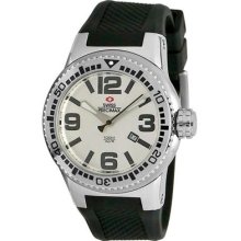 Swiss Precimax Men's Sp12023 Titan Silver Dial With Black Silicone Band Watch