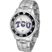 Texas Christian Horned Frogs TCU Mens Steel Bandwrist Watch