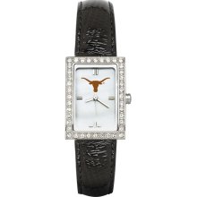 Texas longhorns women's allure black leather strap watch