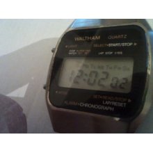 Thin Waltham Alarm Chrono Lcd Watch Runs 4u2fix