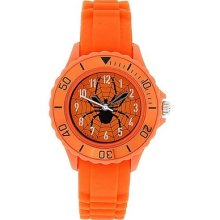 Tikkers Boys Analogue Spider Web Orange Rubber Strap Sports Watch Tk0032