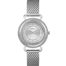 Timex 'Classic Crystals' Round Bracelet Watch, 33mm Silver