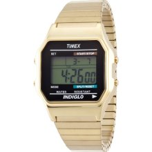 Timex Digital Quartz Watch With Lcd Display And Gold Stainless Steel Bracelet T78677pf