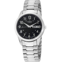 Timex Men's Elevated Classics T2M932 Silver Stainless-Steel Quartz Watch with Black Dial