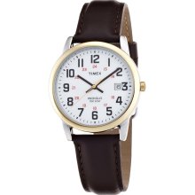 Timex Men's T2N5239J EZ Reader Round Bi-Metal Brown Leather Strap Watch