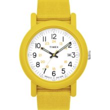 Timex Original Camper Unisex Watch T2n490au With White Dial Yellow Strap