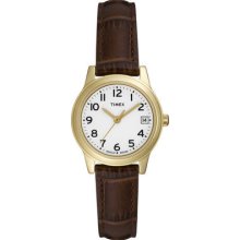 Timex T2n299 Women's Classics White Dial Brown Leather Strap Watch T2n2999j