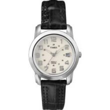 Timex T2N435 Wmns Sport Black Leather Strap White dial Analog