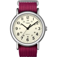 Timex T2n652 Weekender Slip Fuschia Casual Indiglo Night-light Analog Watch