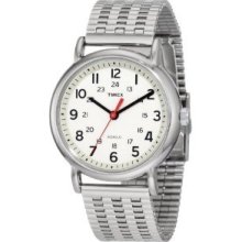 Timex T2n656 Mens Indiglo Weekender Cream Silver Watch Wristwatch Fast Shipp