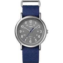 Timex Unisex T2n891 Weekender Slip-thru Blue Nylon Strap Watch Wristwatch Fa