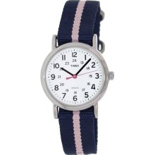 Timex Women's Weekender T2P074 Blue Nylon Analog Quartz Watch with White Dial