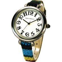 TOKYObay Womens Sedona Analog Stainless Watch - Multicolor Nylon Strap - White Dial - T016-BK