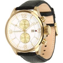 Tommy Hilfiger 1790893 Black Leather Gold Bezel Men's Watch