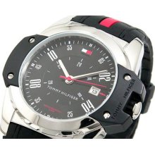 Tommy Hilfiger Men's 1790515 Black Dial Black Rubber Strap Watch