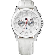 Tommy Hilfiger White Leather Chronograph Ladies Watch 1781281 - White - Leather