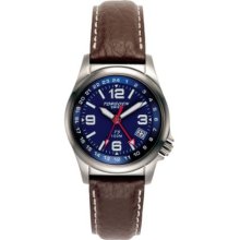 Torgoen Swiss T05504 Women's 34Mm Aviation Watch With 24Hr Dual Time Zone (Gmt) And Brown Italian Leather Strap