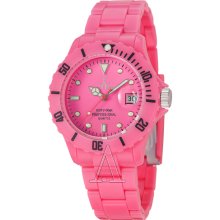 Toy Watch Fluo Only Time Pink Girlies Pink Dial Bracelet Date Watch Fl04ps