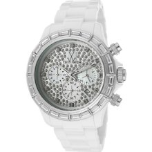 ToyWatch Watches Women's Chronograph Swarovski Crystal Pave Dial White