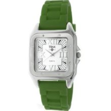 Trax Womens TR5132-WG Posh Square Green Rubber White Dial