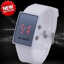 Trendsetter Mirror Face Red Led Digital Silicone Men Women Girl Sport Watch