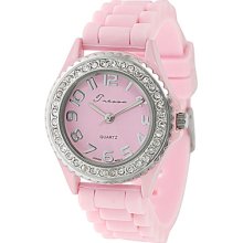 Tressa Womens Rhinestone Accented Light Pink Silicone Watch Light Pink 9