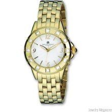 Unisex Charles Hubert Gold-plated Crystal Bezel Off-white Dial Watch