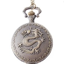 Unisex Dragon Style Steel Analog Quartz Pocket Watch (Bronze)