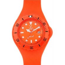 Unisex Jelly Orange Plastic Resin Case Orange Dial Silicone Strap Date