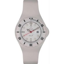 Unisex Jelly White Plastic Resin Case White Dial Silicone Strap Date D