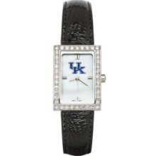 UNIV OF KENTUCKY LADIES ALLURE WATCH BLACK LEATHER STRAP