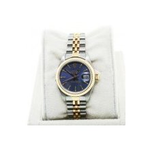 Used Rolex Datejust 69173 Ladies Two tone Blue Dial Fluted Bezel Watch