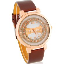 Valia 6525 Women's Round Dial Analog Watch with PU Strap (Brown)