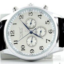 Vegan Men White Automatic Watch Leather 6 Hands Week/date/24h Freesh