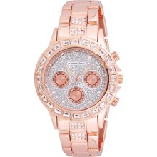 Vernier Women's Rose-tone Mix Glitz Faux Chrono Watch