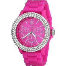 Vernier Women's 'V11043' Hot Pink Sparkle Chronograph Watch