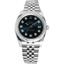 Very fine Rolex datejust black diamond dial stainless steel watch jubilee