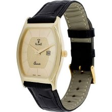 Vicence Men's Polished Cushion Case Watch, 14K - Black - One Size