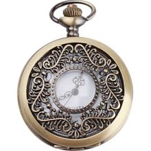 Vine Women's Flower Alloy Analog Quartz Pocket Watch (Bronze)