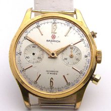 Vintage Large Gold Plated Waterproof Basmich Chronograph Project 37mm