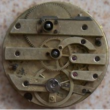 Vintage Small Pocket Watch Movement & Enamel Dial 32 Mm. Key Wind Balance Broken