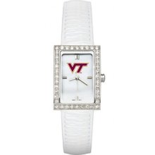 Virginia Tech Hokies Ladies Allure Watch White Leather Strap LogoArt