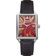 Vivienne Westwood Imperialist Men's Quartz Watch With Multicolour Dial Analogue Display And Black Leather Strap Vv066slbk