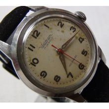 Waltham Men's Silver 17Jwl Swiss Made Military Dial Watch w/ Cofram Strap