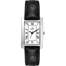 Watch Creations Lady Rectangle Dial Metal & Leather Watch W/Roman Numerals