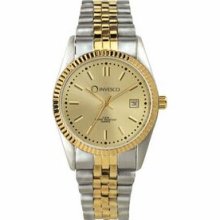 Watch Creations Men`s 2-tone Folded Bracelet Watch W/ Gold Dial