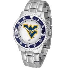 West Virginia Mountaineers WVU Mens Steel Bandwrist Watch