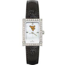 West Virginia Women's Black Leather Strap Allure Watch