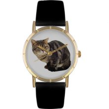 Whimsical Watches Unisex American Shorthair Cat Photo Watch with Black Leather Color